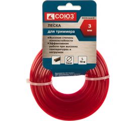 Леска для триммера (3.0 мм; 15 м; квадрат) Союз ТЛ3535-3.0-4-15 