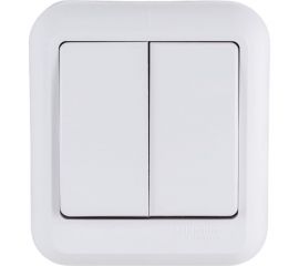 2-клавишный выключатель Schneider Electric открытой проводки Прима 6А IP20 белый A56-029M-BI 