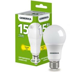 Светодиодная лампа GENERICA A60 груша 15Вт 230В 3000К E27 LL-A60-15-230-30-E27-G 