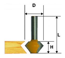 Фреза кромочная конусная (38,1х22,2 мм; 45°; хвостовик 12 мм) Энкор 10641 