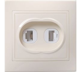 Компьютерная и телефонная 2местная розетка IEK КВАРТА кремовый EIK10-K33-DM 