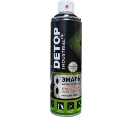 Эмаль DETOP атмосферостойкая, высокоглянцевая, черный, RAL 9005, аэрозоль 650 мл DTI-A07773 