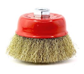 Щетка чашечная 75 мм, М14, ворс гофрированная латунированная сталь 0.30 мм для УШМ 13-027 EuroBrush EB-IBS2 