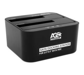 Докстанция AgeStar USB 3.0 2x2.5""/3.5"" SATA HDD/SSD, пластик, черный, UASP, Clone, 3UBT6-6G (BLACK) 