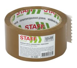 Клейкая лента STAFF 50 мм х 66 м упаковочная, КОРИЧНЕВАЯ ,толщина 40 микрон 440159 
