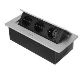 Выдвижная розетка Inrior выдвижной встраиваемый блок розеток, на 3 euro розетки, без проводки, серый TORO-01-80 