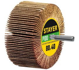 Круг шлифовальный лепестковый STAYER на шпильке, P100, 80x40 мм STAYER 36609-100 