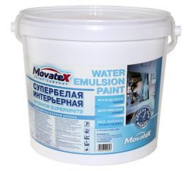 Водоэмульсионная интерьерная краска Movatex супербелая, моющаяся, 6 кг Т02328 