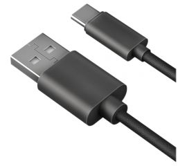 Дата-кабель AKAI разъем Type C 1м оплетка экокожа черный CE-441B 