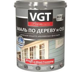 Акриловая эмаль по дереву VGT PREMIUM ВД-АК-1179 ПРОФИ, полуматовая, база А, супербелая, 10 кг 24577 