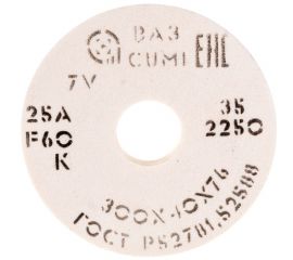 Круг шлифовальный 1 (300х40х76 мм; 25 А; 25СМ F60 K/L) Волжский абразивный завод 004841 