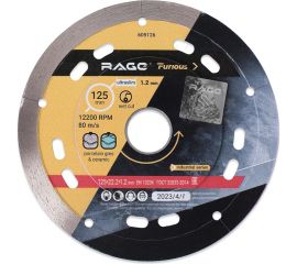 Диск алмазный по керамограниту сегментированный ультратонкий Rage Furious 125х1.2х22.2 мм VIRA 605126 