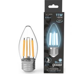 Лампа Gauss Filament Свеча 11W 830lm 4100К Е27 LED 1/10/50 103802211 