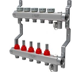 Коллектор в сборе Royal Thermo нержавеющая сталь, с расходомерами 1 ВР-3/4 НР, 3 выхода НС-1080949 