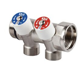 Распределительный коллектор со встроенными клапанами SR Rubinetterie 3/4""х1/2"", на 2 выхода 0054-2000N200 