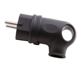 Угловая вилка АБК-СИЛА с кольцом каучук 16А 220В с заземляющим контактом IP- 44 2903002 