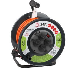 Силовой удлинитель ЭРА RMx4es3x1.5-50m, IP44, на металлической катушке, c заземлением, 4 гнезда, 50м ПВС 3х1.5 Б0046852 