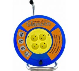 Силовой удлинитель на катушке Glanzen 4 гнезда ПВС 2x0,75 арт. EB-30-014 00-00006723 