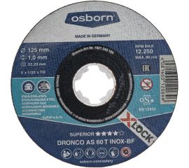 Диск отрезной по нержавейке Superior AS60T INOX X-Lock 125x1 мм DRONCO 1921240100 