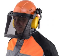 Комплект лесоруба РОСОМЗ КСН65 Expert RX FavoriT Trek RAPID оранжевая каска с храповым механизмом+щиток сетка+ наушники 75614+04436+60105 
