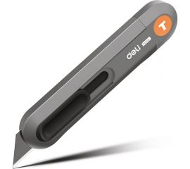 Технический нож DELI home series gray ht4008c Т-образное лезвие, эксклюзивный дизайн, софттач пластик, безопасная конструкция, подарочная упаковка 112885 