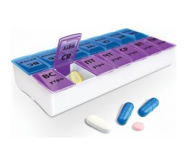 Таблетница - контейнер для лекарств и витаминов DASWERK 7 дней/2 приема, большой объем 630844 