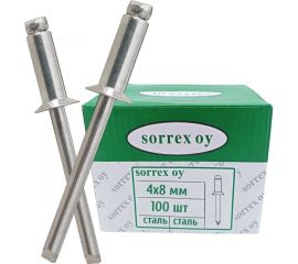 Вытяжная потайная заклепка SORREX сталь/сталь, 4х8, 100 шт. SSK 40800 100 