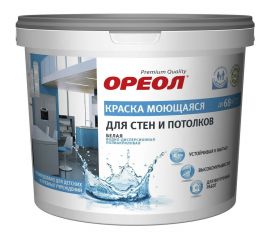 Краска для стен и потолков Ореол ВД (белая; моющаяся; полиакриловая; для внутренних работ; 1.5 кг) 65005 