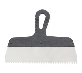 Зубчатый шпатель КЭС 4x4 мм, нержавеющая сталь, пластиковая рукоятка, 150 мм 10000032 