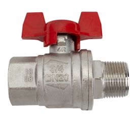 Усиленный шаровой кран RuB BRESСIA (S.33), 3/4"" DN20 PN65, ВР-НР бабочка S33E26 