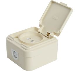 1-местная розетка STEKKER без заземляющего контакта, с крышкой, 250В, 16А, IP44, PST16-20-44 (RA 16-201-БЖ), слоновая кость 49060 