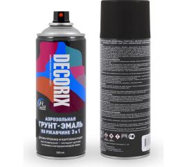 Аэрозольная грунт-эмаль по ржавчине 3 в 1 Decorix (черный; глянцевый; 520 мл) 0106-01 DX 