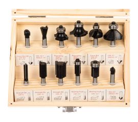 Набор фрез по дереву (12 шт; хвостовик 6 мм) VERTO 60H008 