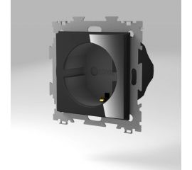 Электрическая розетка с заземлением CGSS 16А черная Эстетика GL-W160A-BCG 