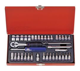 Набор шестигранных торцевых головок с принадлежностями 1/4"", 4-13мм, 39шт KING TONY 2539MR 