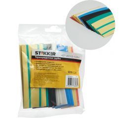 Набор термоусадочных трубок STEKKER hsht-2010-10m, длина 10 см., коэф. усадки 2:1, мультиколор (21шт в упаковке), 39717 