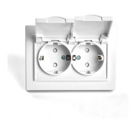 2-местная розетка STEKKER с заземлением, с крышкой, pst16-9015-01, 250в, 16а, серия эрна, белый, 49139 