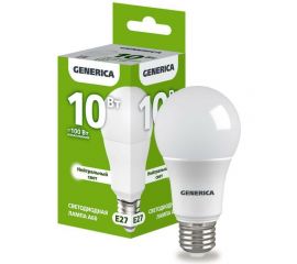 Светодиодная лампа GENERICA A60 груша 10Вт 230В 4000К E27 LL-A60-10-230-40-E27-G 