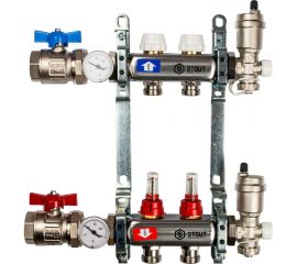 Коллектор из нержавеющей стали в сборе с расходомерами STOUT 2 выхода SMS 0907 000002 