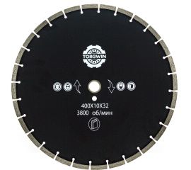 Диск алмазный сегментный 400x10x4x32/25.4 мм TORGWIN T561628 