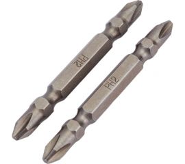 Биты двухсторонние намагниченные (2 шт; PH2; 65 мм; CrV) ТУНДРА 1124363 