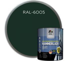 Эмаль Dufa DufaPremium HAMMERLAC на ржавчину, гладкая, зелёный мох RAL-6005, 2 л МП 010415 МП00-010415 