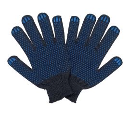 Трикотажные перчатки с ПВХ ПРОМПЕРЧАТКИ 4 нити, 10 класс, черные, 10 пар ПП-25030/10 