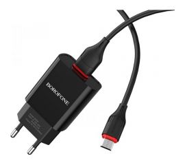 Сетевое ЗУ Borofone BA20A, 1хUSB-А + кабель AM-microBM, 1 м, черный 23752-BA20ABKM 