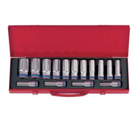 Набор глубоких торцевых головок (1/2"", шестигранные, 10-32 мм, 15 предметов) KING TONY 4315MR 