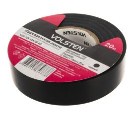 Изолента Volsten V02-7B-18х19-20 0,18х19 мм, черная, 20 метров 9789 
