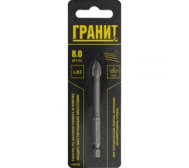 Сверло по керамограниту и плитке Квадро 8x83 мм, 1/4HEX-E Гранит 144008 