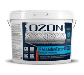 Фасадная краска OZON ВД-АК 115А FASSADENFARBE SILIKON высококачественная, силиконовая, белая, 9 л, 14 кг ВД-АК-115А-14 