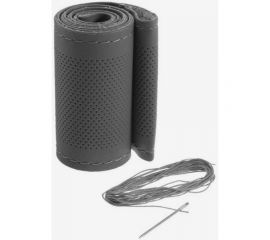 Сшивной чехол на руль Cartage 38 см, натуральная кожа, антискользящая, серый 3942782 