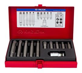 Набор вставок (бит) 10мм, SPLINE М5-М12, 11шт KING TONY 1011MQ 